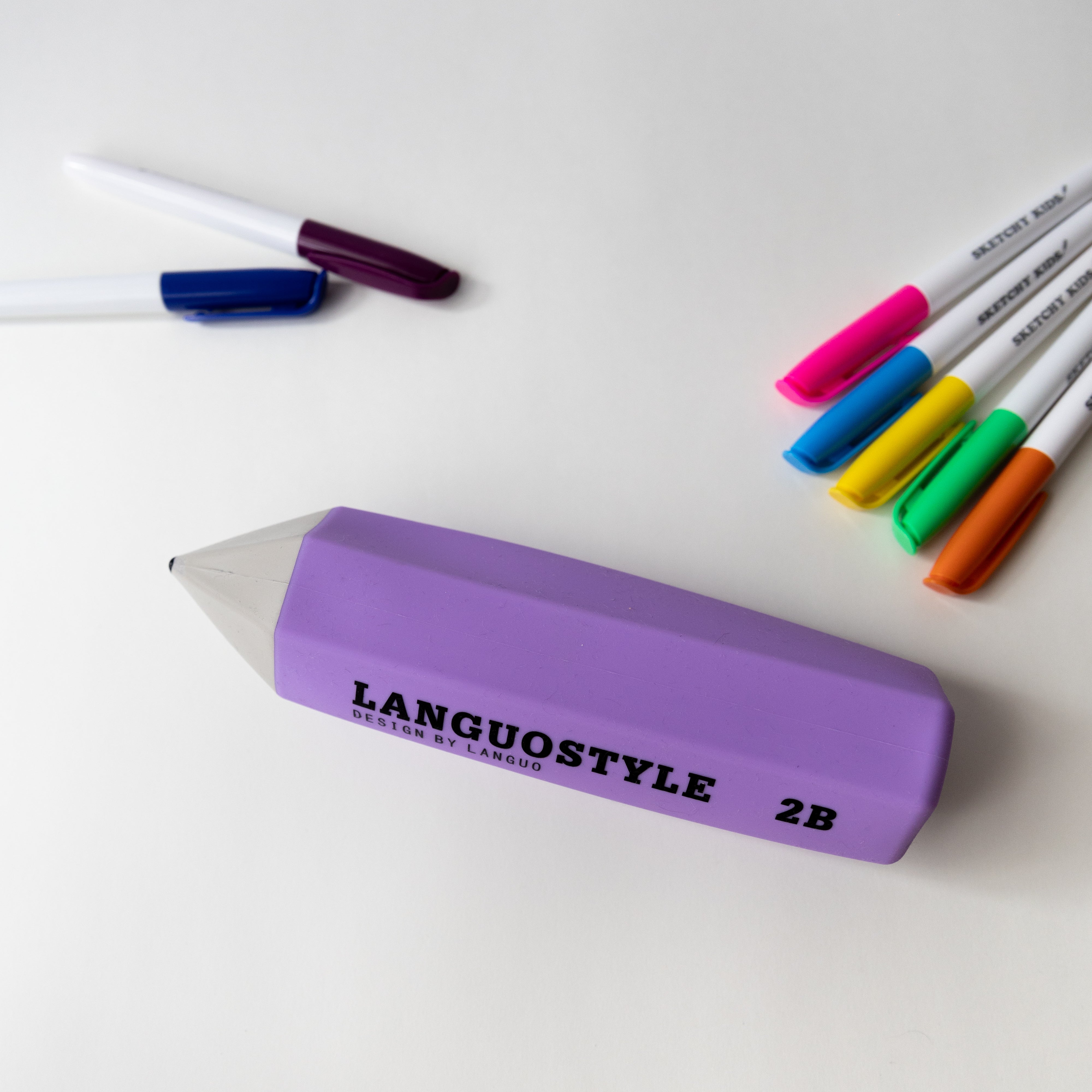 purple silicone pencil shaped pencil case