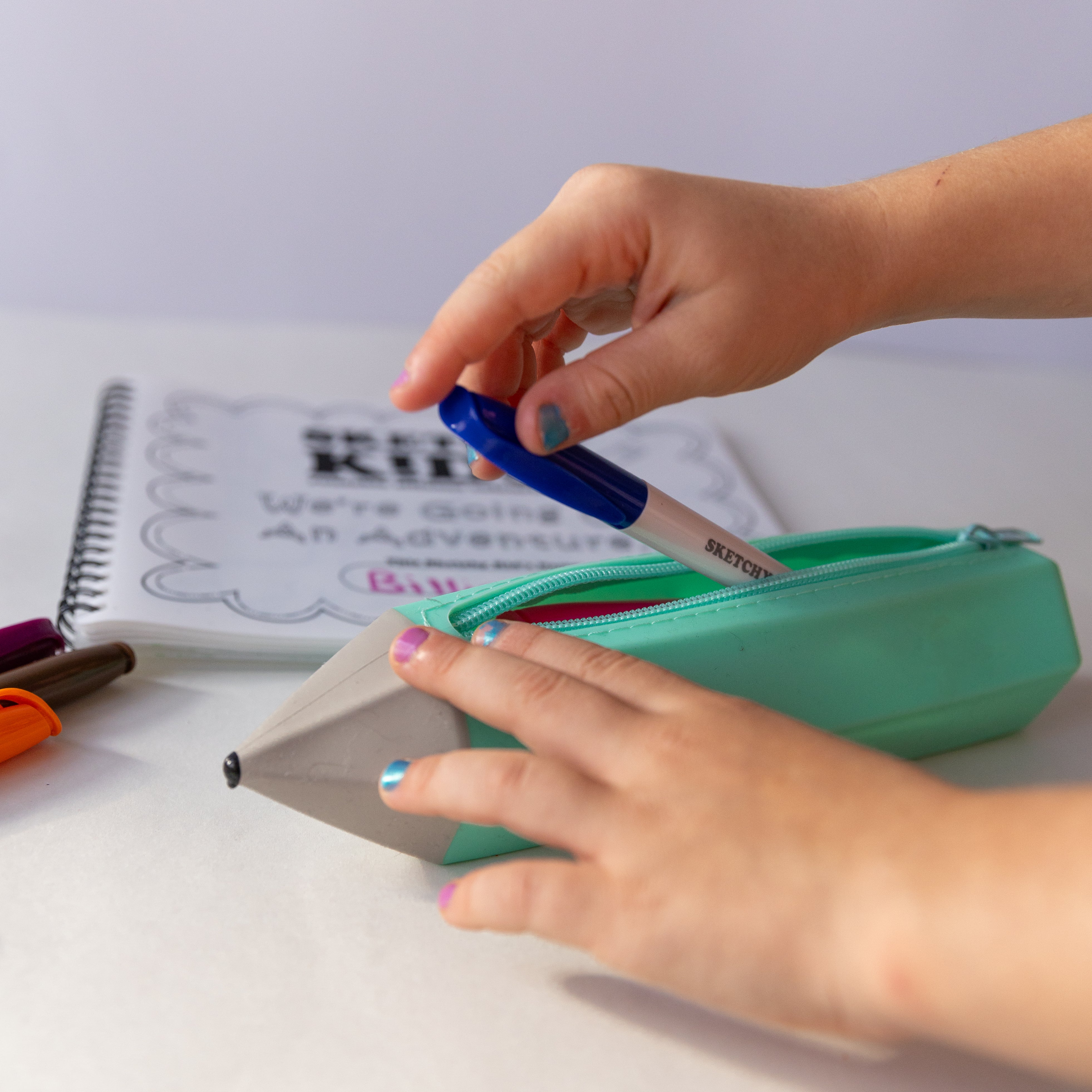 turqoise silicone pencil shaped pencil case