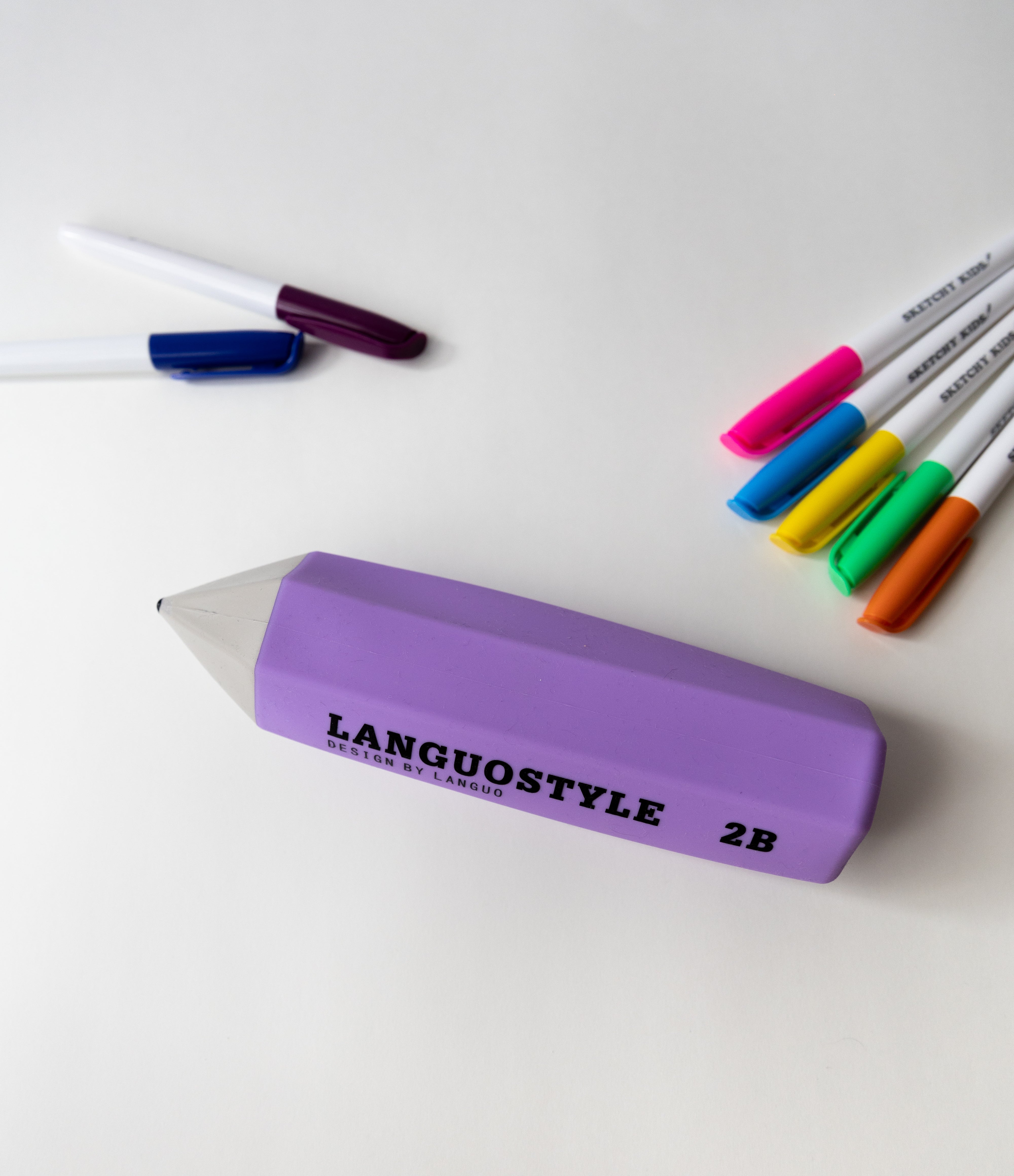 purple  silicone pencil shaped pencil case