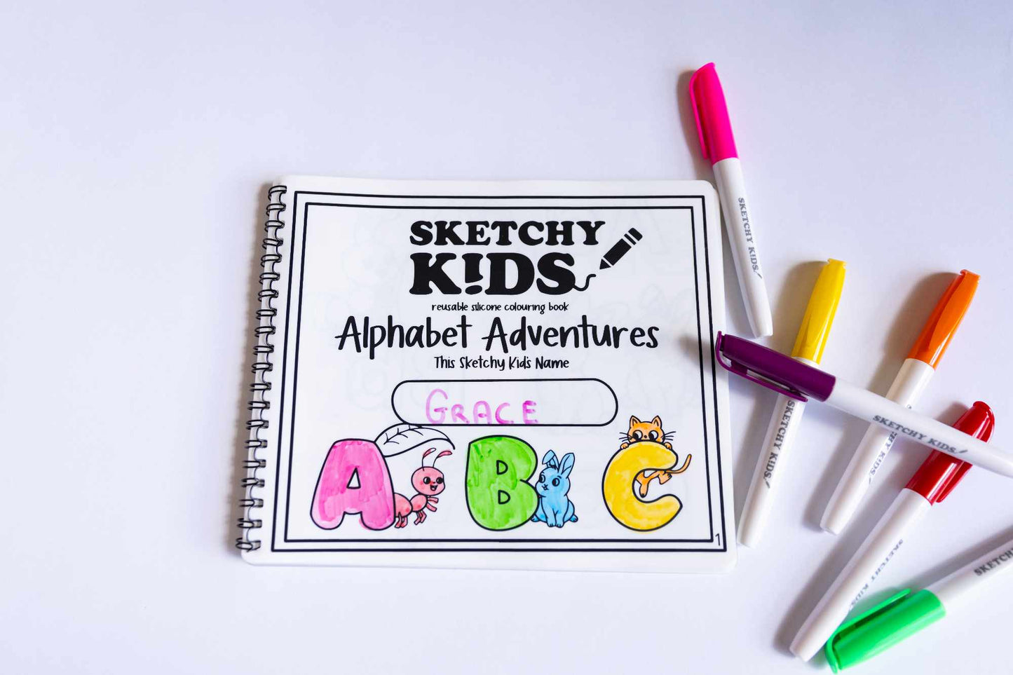 'Alphabet Adventures' Reusable Colouring Book