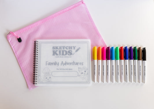 'Family Adventures' Reusable Colouring Book